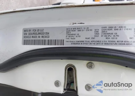 2021 Ram 2500 Limited 4X4 6'4 Box z USA, uszkodzony, nr VIN 3C6UR5SL8MG531354